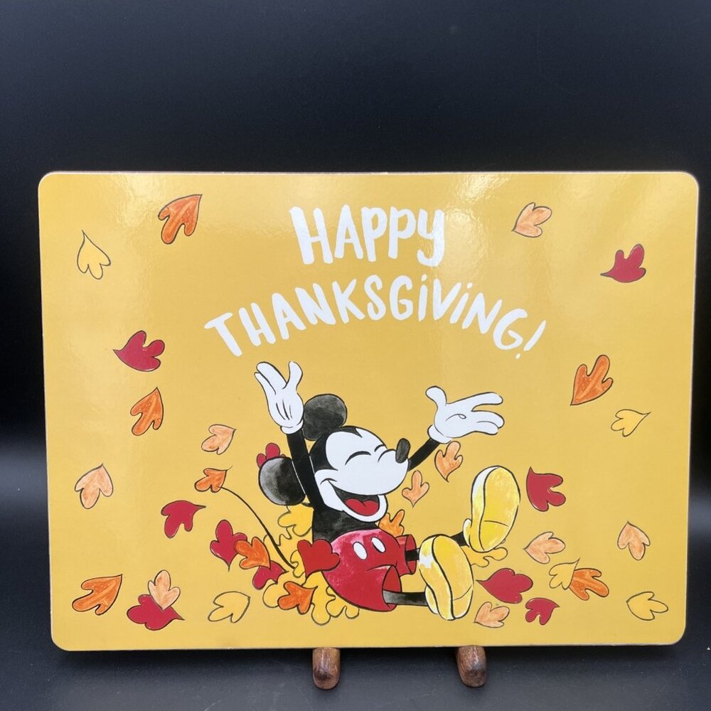 Pottery Barn Kids Disney Mickey Mouse Thanksgiving Fall Cork Placemats Set Of 3 - Picture 9 of 12